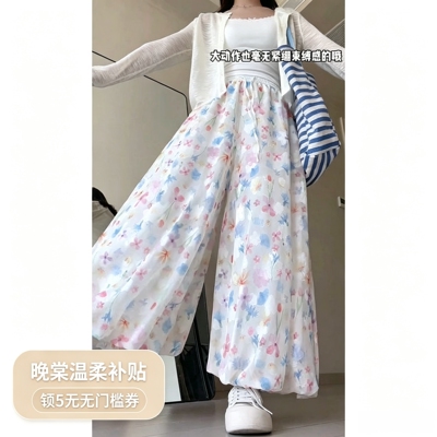 森系小清新碎花阔腿裙裤
