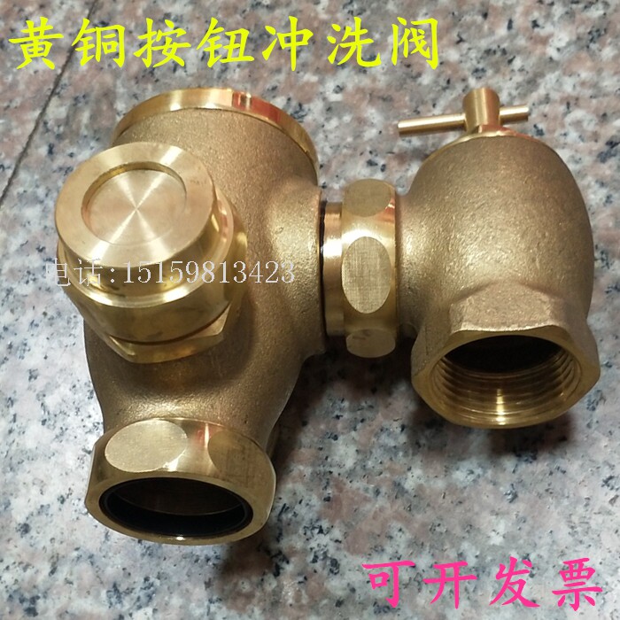 黄铜蹲便池冲洗阀 卧式暗装冲水器 入墙蹲坑轻按阀门 大小便按压
