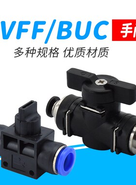 瑞沃HVFF-4手阀BUC-681012气管开关阀气动接头快插手动阀门手转阀