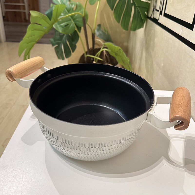 加深汤锅家用小型煮锅关东煮日式双耳拉面锅煮面锅煮面条专用煮粉
