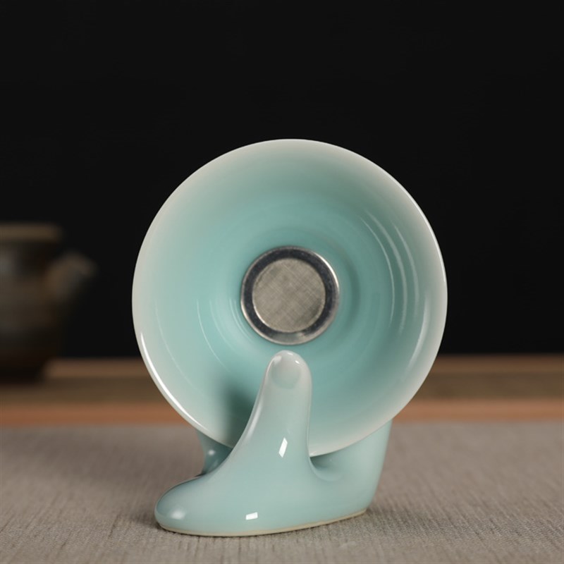 青瓷弟窑粉青茶漏陶瓷零配功夫茶具零配茶滤茶隔滤茶器过滤网茶托