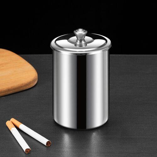 【带盖烟灰缸】特厚不锈钢漏斗创意带盖烟缸防飞灰车载烟盅防烟飞