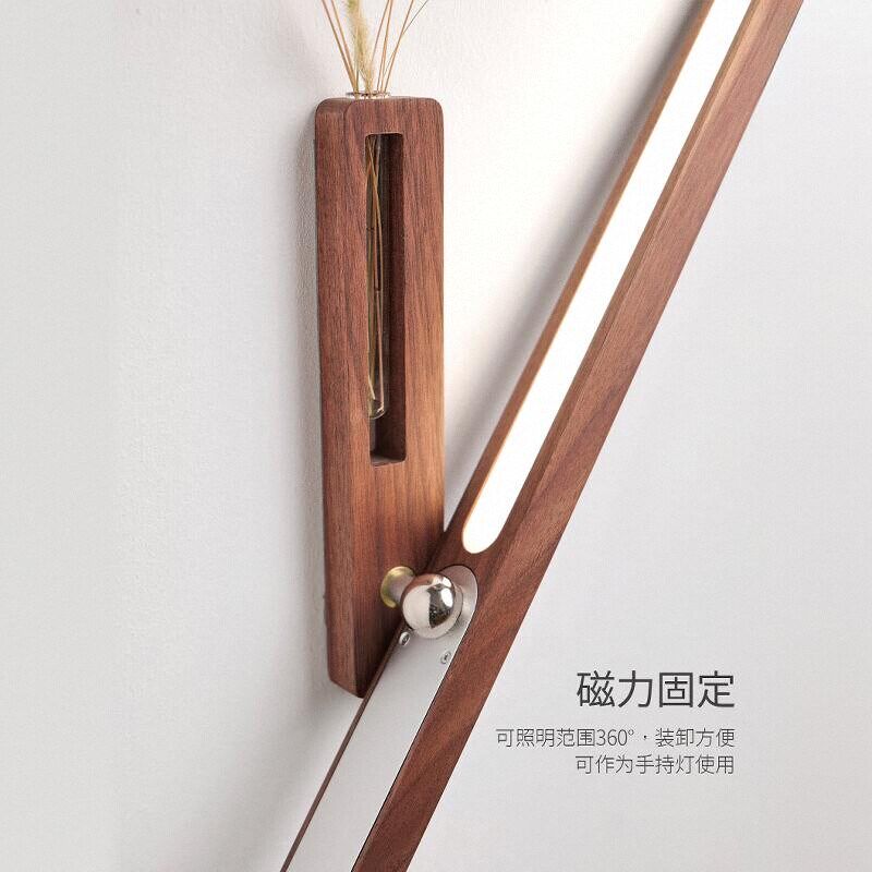 原木花器装饰壁灯感应灯磁吸充电灯客厅卧室床头过道灯无线氛围灯
