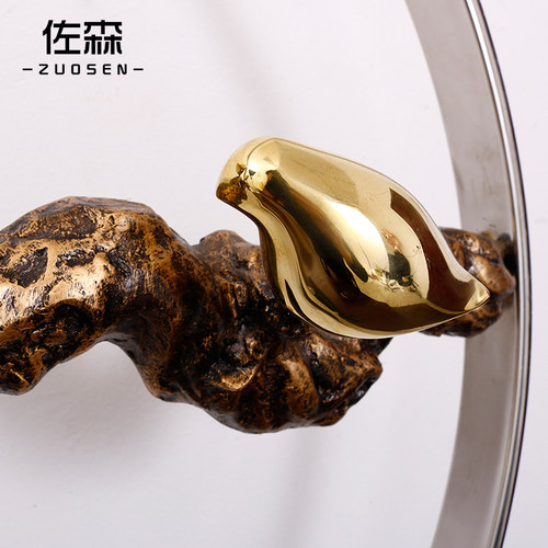佐森楸木黄鹂中式摆件禅意玄关客厅招财装饰品家居创意工艺品摆设
