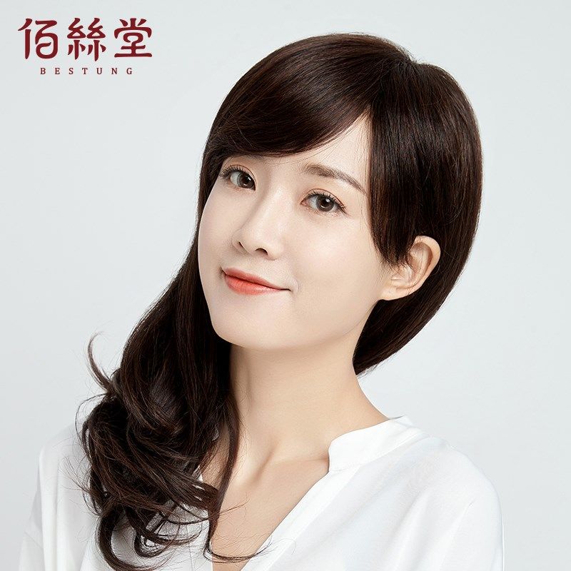 假发女长发自然逼真网红全头套式中长卷发大波浪全真人发丝真发套