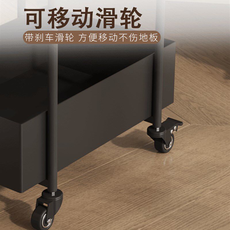 法式中古风客厅可移动带轮创意零食小推车边几床头覆古收纳置物架