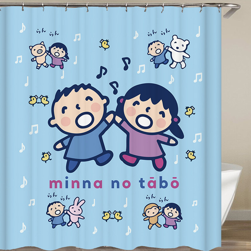 卫生间浴帘大口仔卡通门帘窗帘洗澡挡水帘遮挡帘子柜门装饰布料帘图片