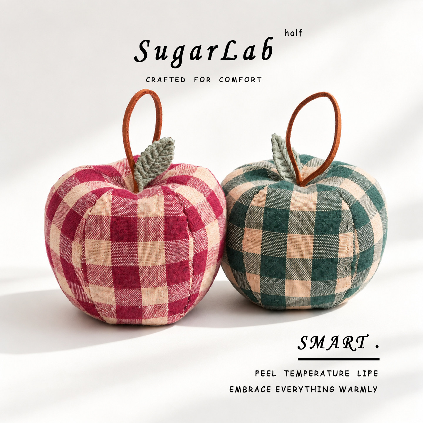 雾径SugarLab手工格子苹果摆件家居布艺挂件小众礼物温暖可爱挂件