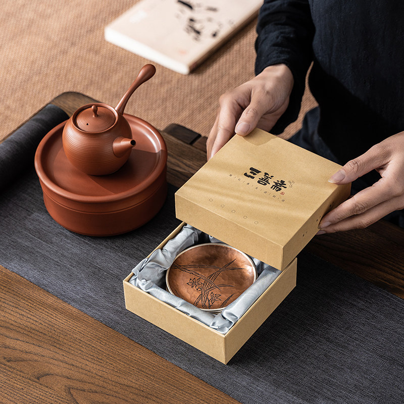 黄铜錾刻茶杯垫高档家用杯垫纯铜茶托杯托功夫茶具配件茶杯托底座