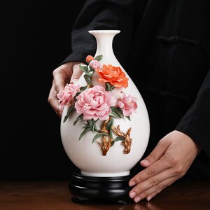 东方泥土《玉壶春瓶》中式纯手工陶瓷花瓶摆件瓷瓶客厅博古架装饰