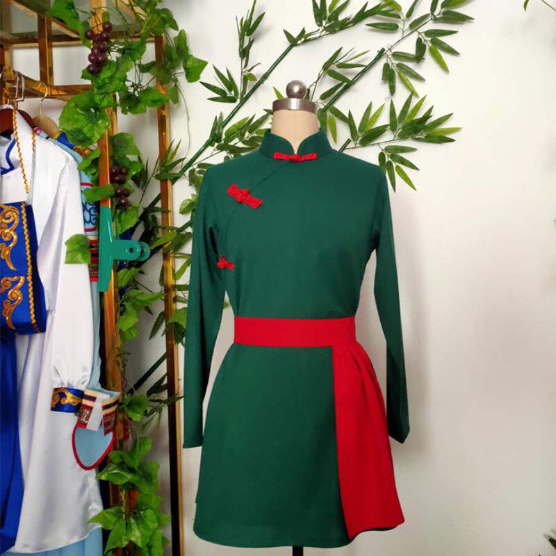 新款蒙古舞蹈服女装少数民族演出服装大摆裙成人蒙族舞表演服短款