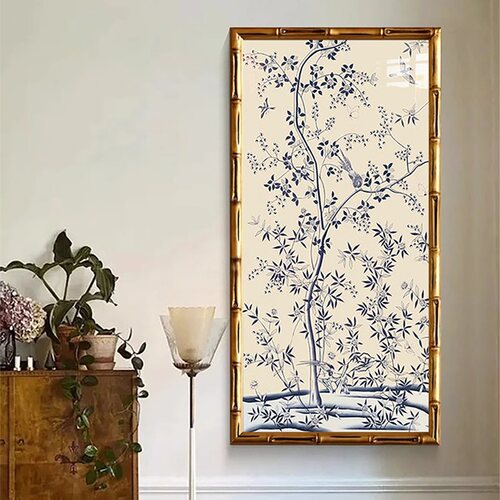 法式中国风装饰画喜上眉梢南洋中古风餐厅边柜挂画复古软装中式画