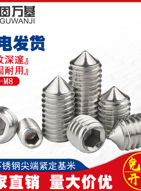 304不锈钢尖端机米顶丝紧定螺丝内六角无头螺丝钉螺钉M3M4M5M6M8