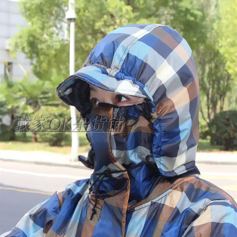 骑车电动车防风衣女防寒服男挡风衣被护膝保暖连体加棉冬季防雨水