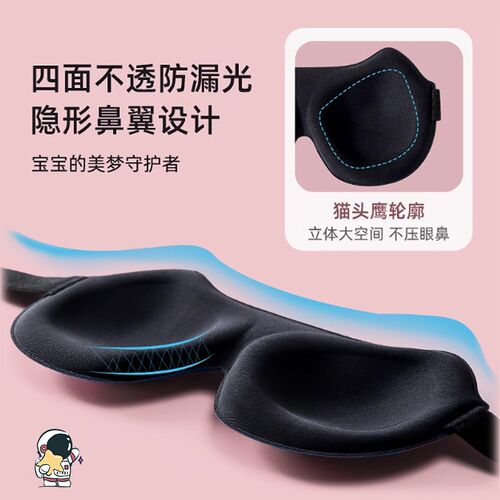 新款3D立体睡眠眼罩全遮光卡通儿童学生午休缓解眼疲劳睡觉眼罩