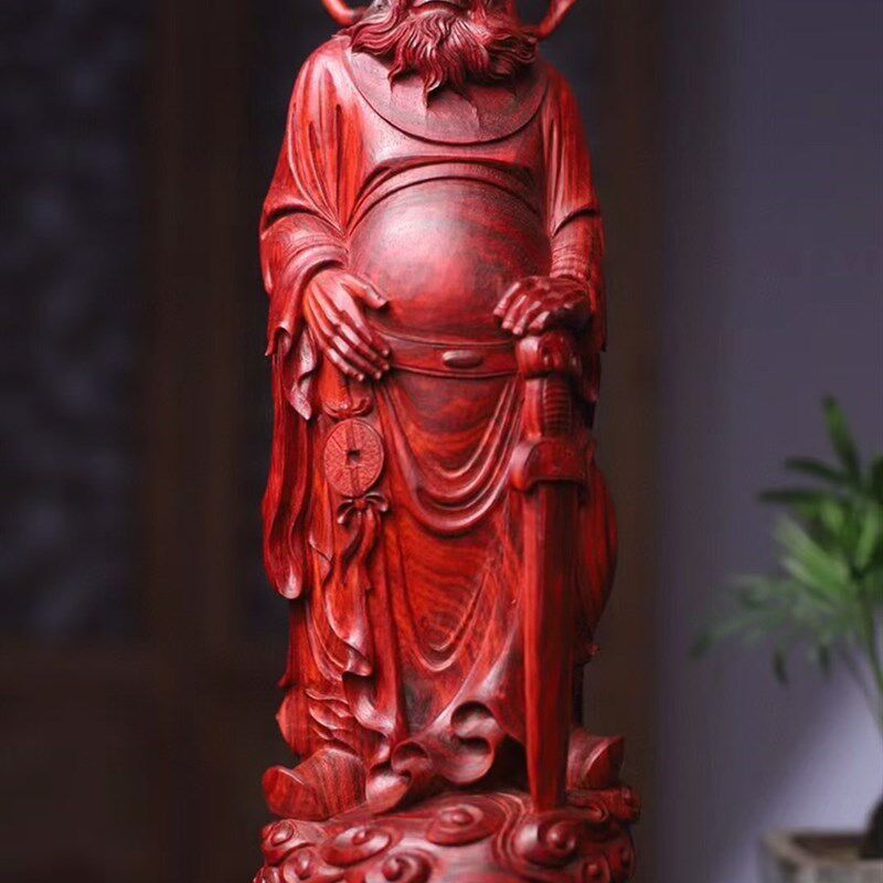 小叶紫檀雕刻摆件木雕人物办公室客厅乔迁新居祝福家居装饰仿古