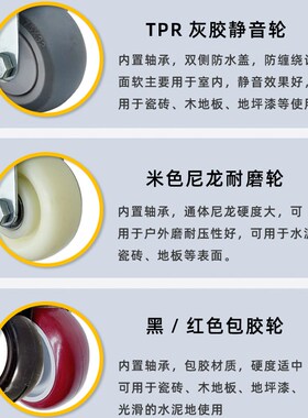 加长丝杆轮M12红色包胶轮M16黑色机械脚轮M20刹车万向轮可定制轮