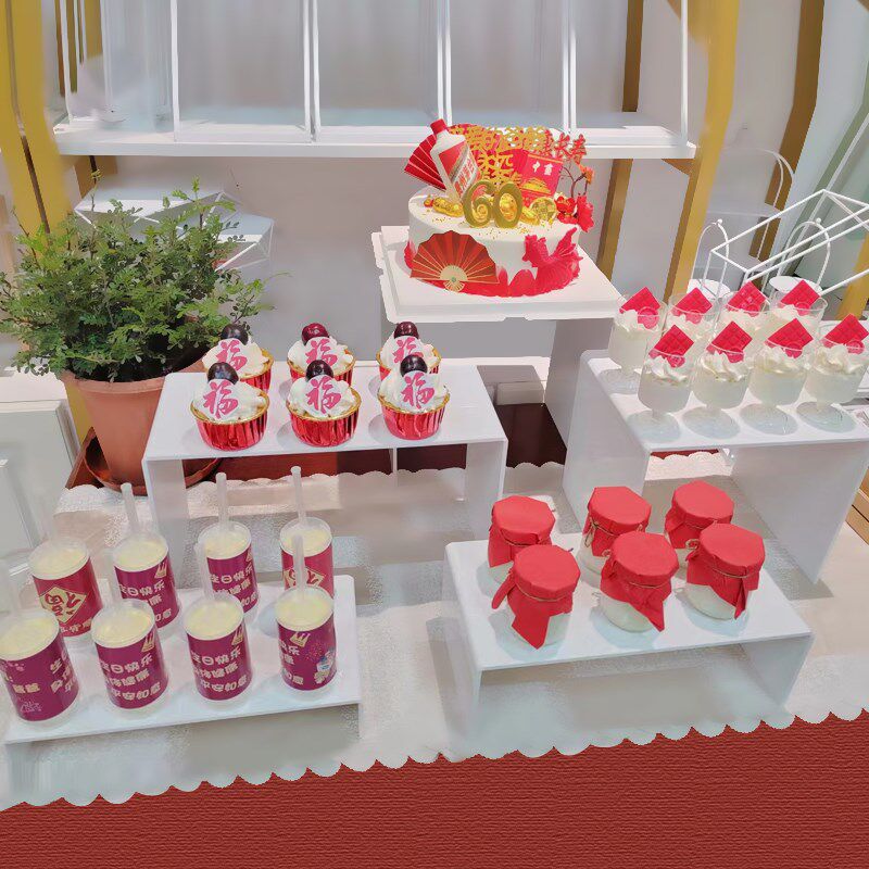亚克力点心架套装白色甜品台装饰生日宴会糕点展示架冷餐茶歇摆台
