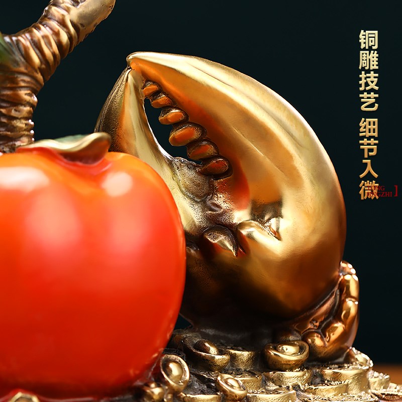 铜柿子摆件有钱有势招财客厅玄关博古架酒柜装饰品搬新家乔迁礼物