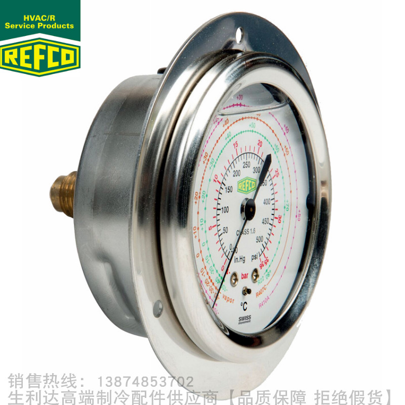 原装REFCO威科轴/径向压力表 R22/R134a制冷空调高低压力表油压表