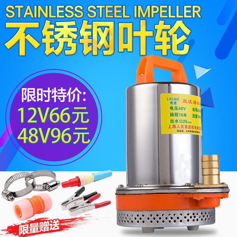 电瓶车抗旱浇灌 农用家用洗车抽水机直流水泵12V24V48V船用潜水泵