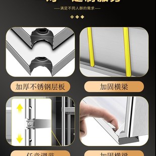 雪淞不锈钢拉门工作n台面用立架案子置物架加厚收纳架三层厨房两