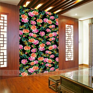 东北大花布墙纸东北民俗特色墙纸壁F画壁布东北饺子东北风格墙纸