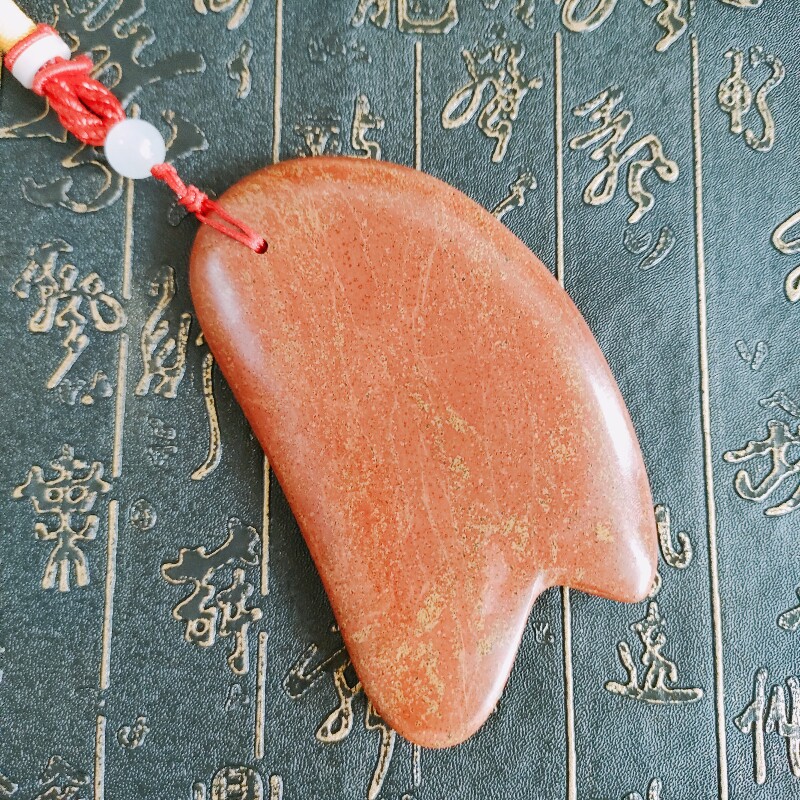 红砭石大号刮痧板天然砭石原石富贵红加大加厚大刀刮痧板泗滨