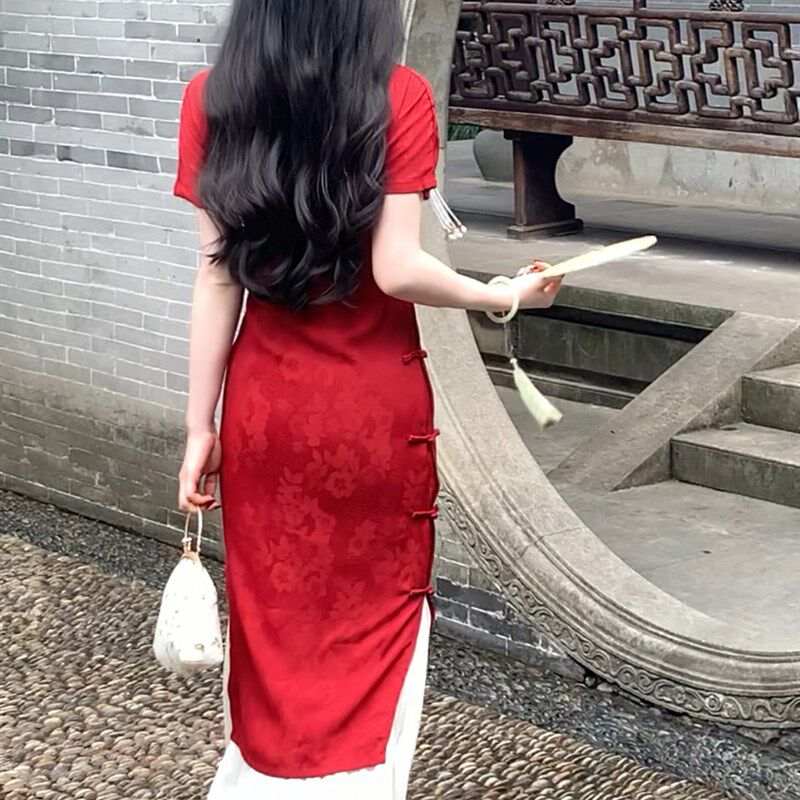 她来了复古馆旗袍内衬半身纱裙温柔飘逸百搭仙女打底半裙防走光女