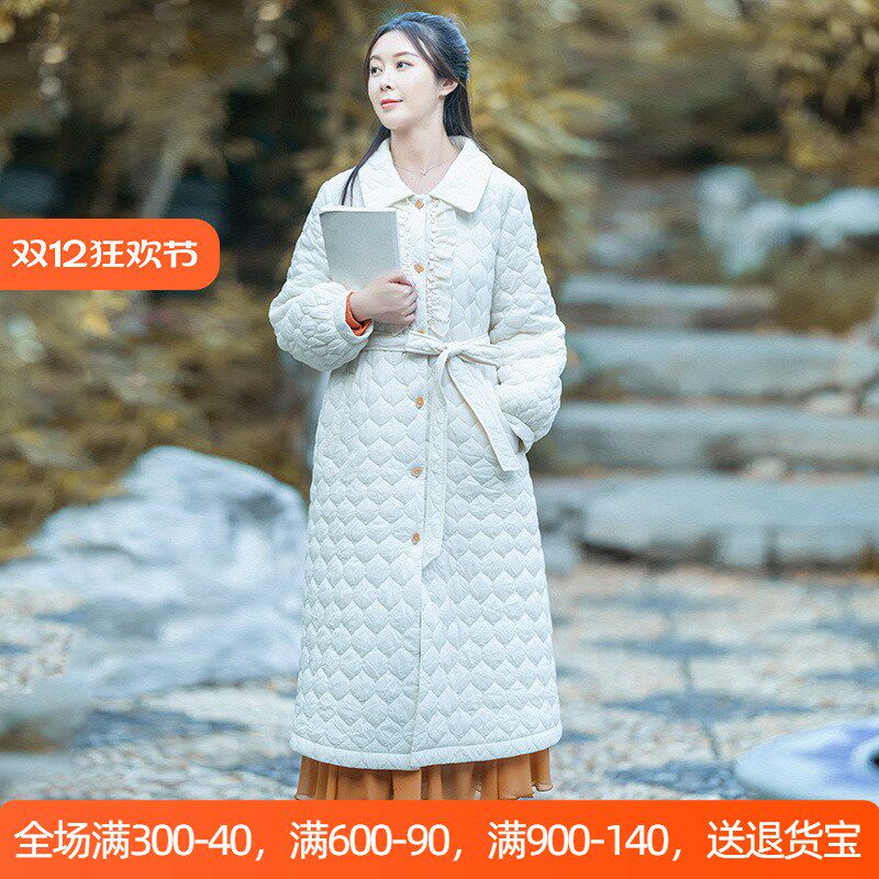 【白日絮语】冬装女新款白色棉衣棉服宽松复古保暖翻领肌理感外套