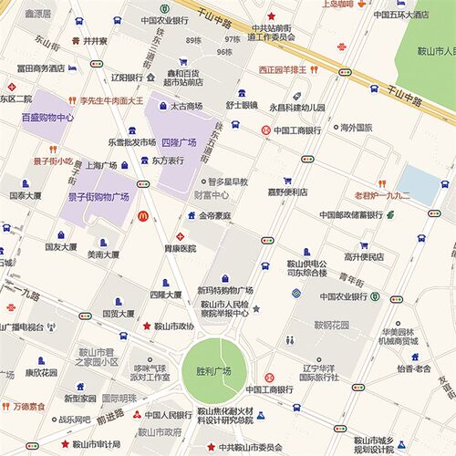 2024新款鞍山市城区地图办公室挂图高清防水墙壁装饰实物推荐定制