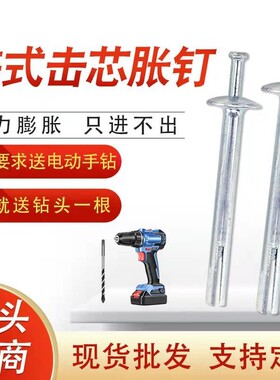 美式击芯膨胀击钉打入式内膨胀钉敲击膨胀螺丝插片壁虎锤击一钉得