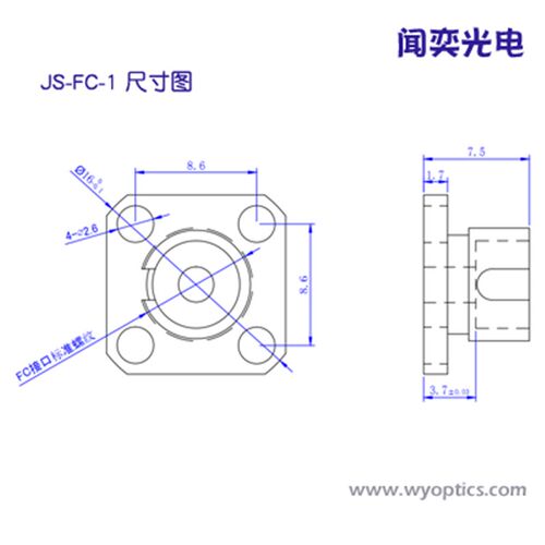 FC座子 FC/PC母头 接口 仪器插座 仪器接口 FC光纤安装座 JS-FC-1