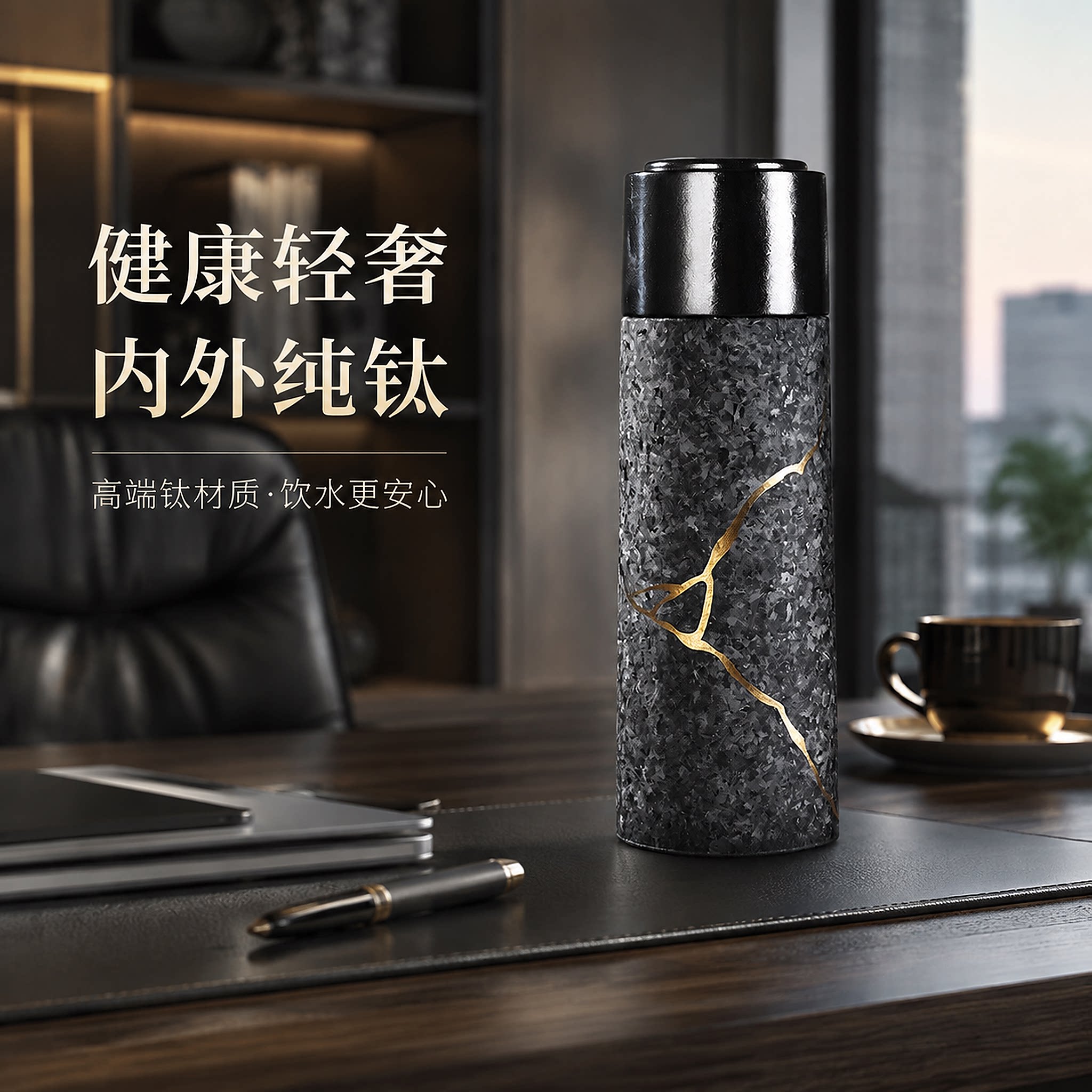 纯钛小黑杯高端商务水杯