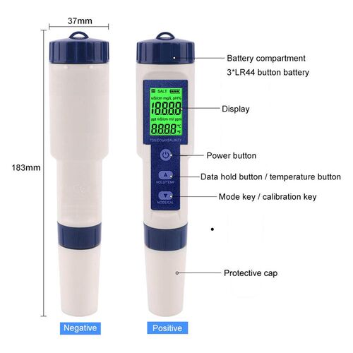高精度水质盐度计PH/TDS/EC/盐度/水温水产养殖鱼缸水质检测笔
