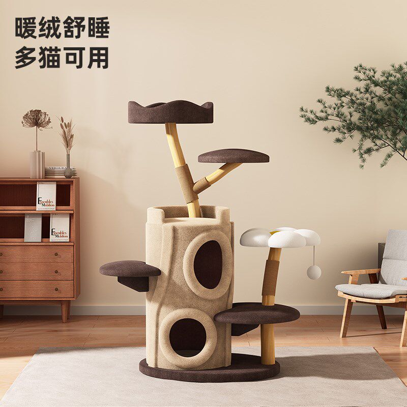 树屋猫爬架猫窝猫树一体冬季保暖实木猫架家用不占地猫屋猫玩具