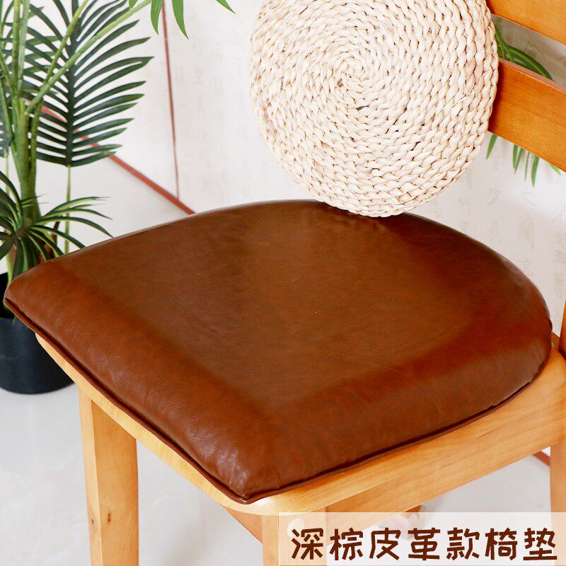 仿皮革中式半圆形餐桌椅子垫可拆洗防滑加厚四季通用海绵餐椅坐垫