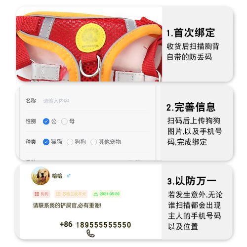 狗狗背心式胸背带牵引绳可伸缩小型犬狗绳泰迪小狗网红幼犬狗链子