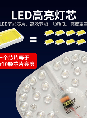 亚明LED吸顶灯灯芯圆形灯板改装光源环形替换灯管灯条家用灯盘