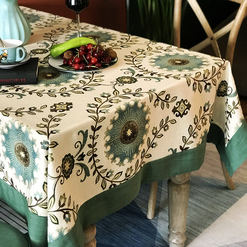 金盏花美式简约餐桌桌布北欧茶几桌布欧式台布长方形桌布可定制