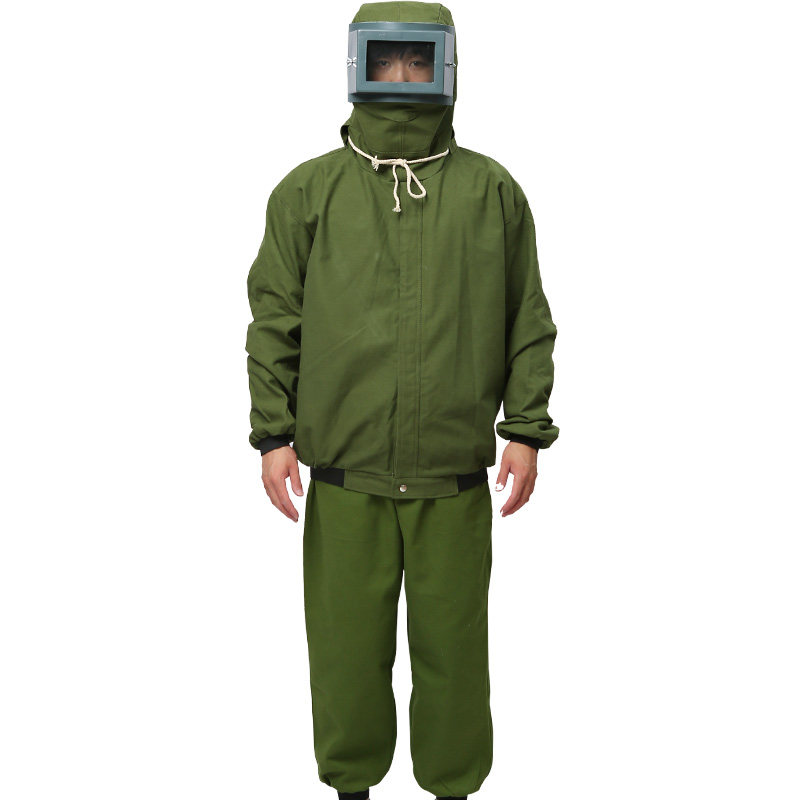 喷砂服打砂衣帆布加厚油漆涂料分连体冲砂喷沙服防尘防护服打磨帽