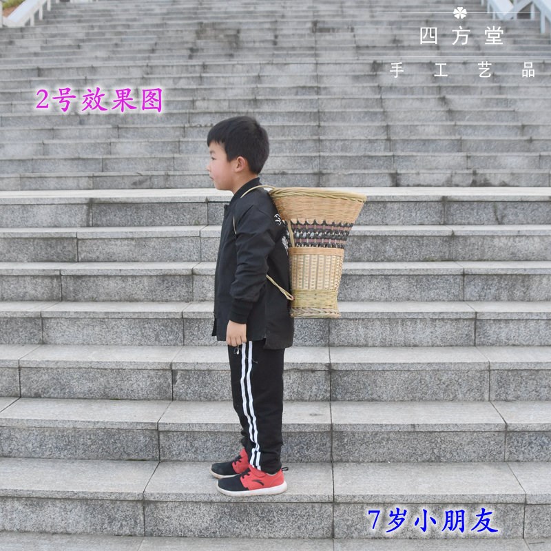 纯手工竹编儿童舞蹈道具幼儿园小背篓收纳玩具背篓小孩子背篼包邮