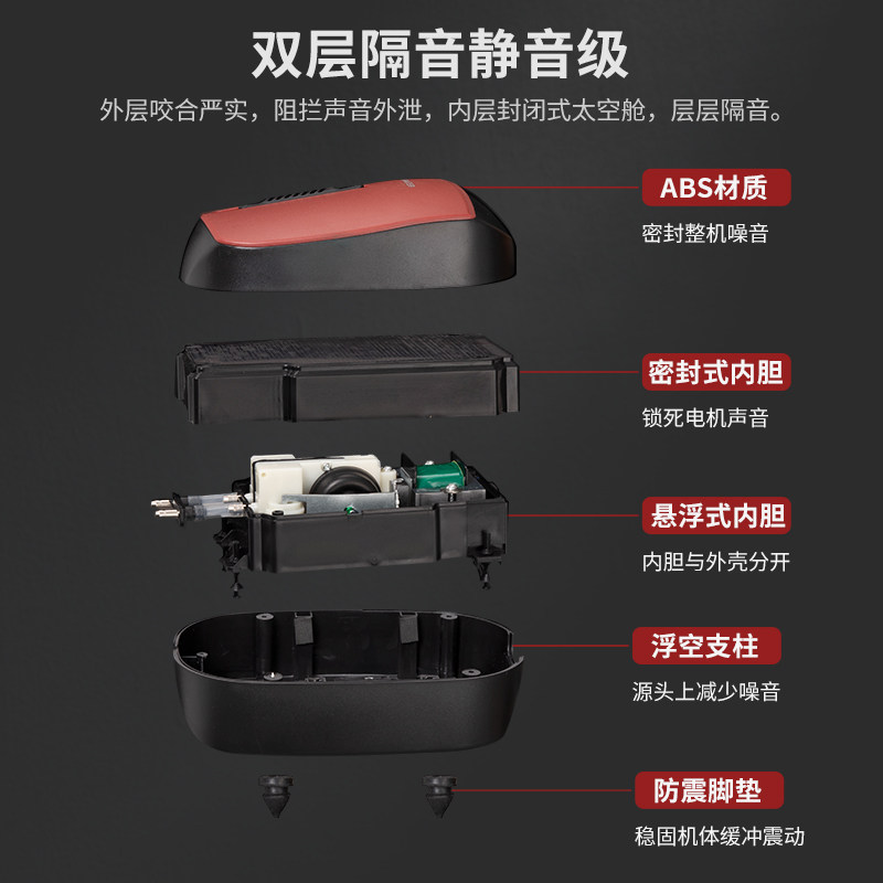 博特超静音氧气泵家用鱼缸增氧机 3W单孔及10W双孔打氧机养鱼用