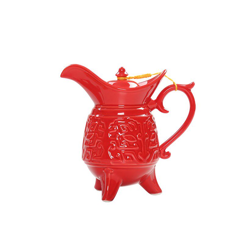 酒壶一斤装仿古代三足鼎力爵壶爵杯分白酒瓶家用中式酒具套装陶瓷