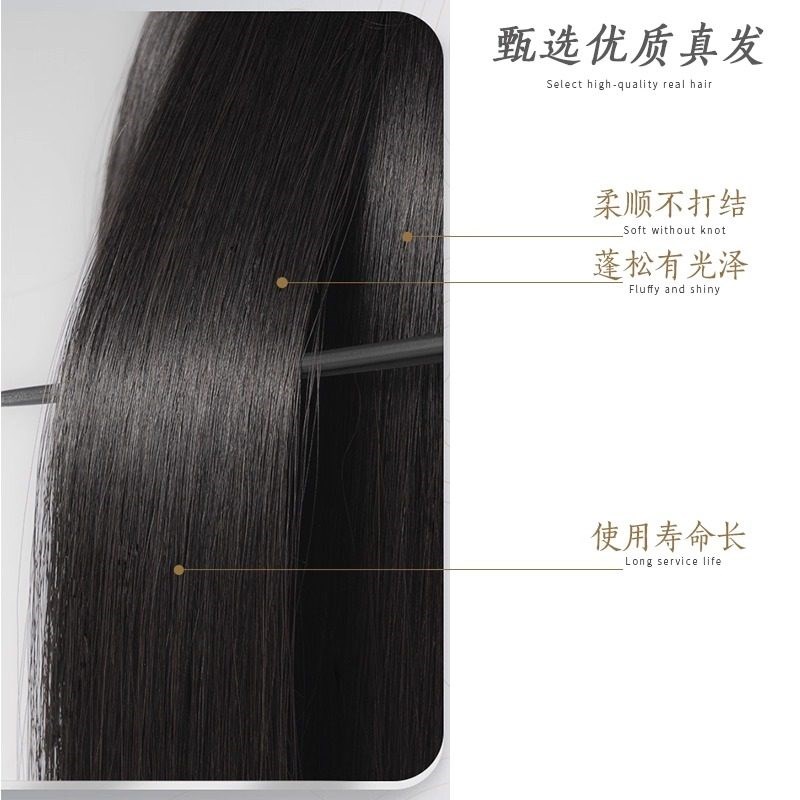假发全头套女真发全真人发中老年女士妈妈薄款时尚短卷发日常假发