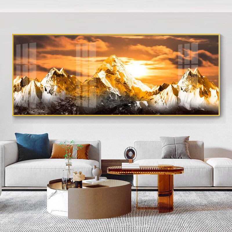 网红日出东方背靠金山装饰画客厅挂画办公室风景一整幅沙发背景墙