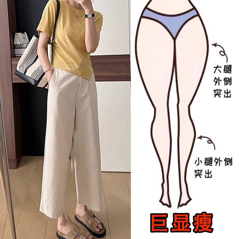 大码女装胖妹妹mm工装阔腿秋季高腰宽松显瘦九分休闲阔腿裤200斤