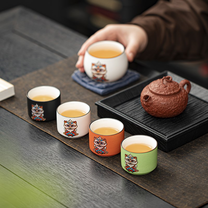 国潮广东舞狮文创礼盒礼物茶杯酒杯圣诞节万圣节外企公司伴手礼品