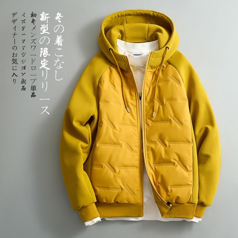 棉衣外套男女秋冬新款轻暖拼接发热防寒休闲棉服青年大码连帽夹克