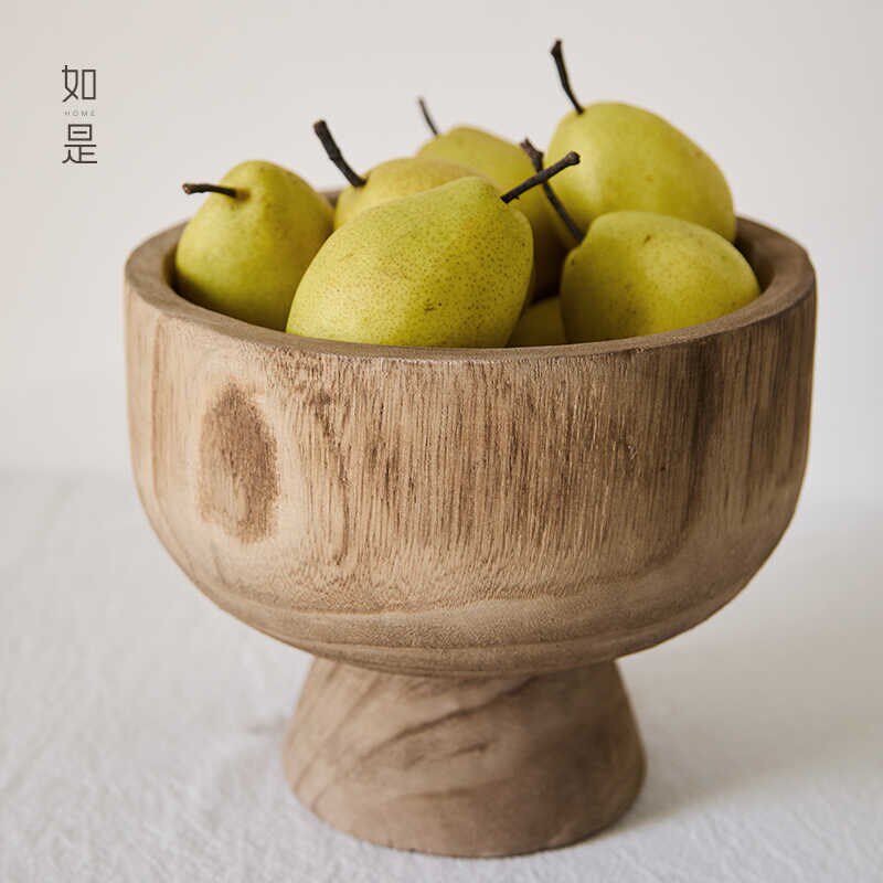 如是/侘寂风实木果盘果盆原木水果盘摆件民宿客厅装饰品复古托盘